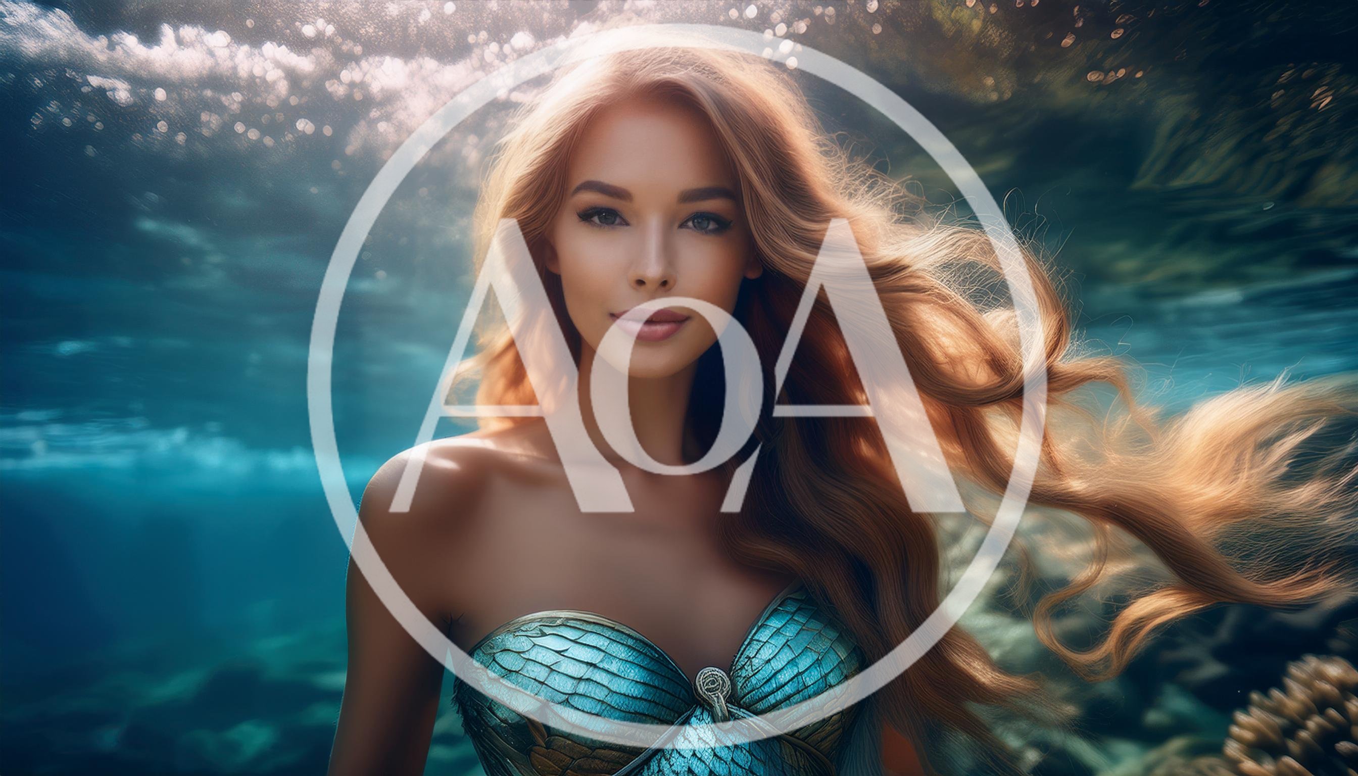 Beautiful Mermaid Swimming Underwater In Clear Ocean Waters