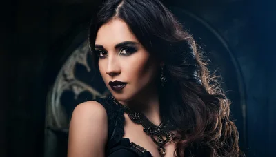Portrait Of A Gothic Woman In Dark Makeup