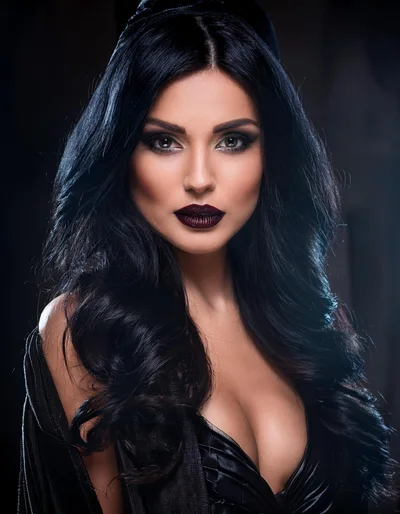 Portrait Of A Beautiful Woman With Dark Makeup