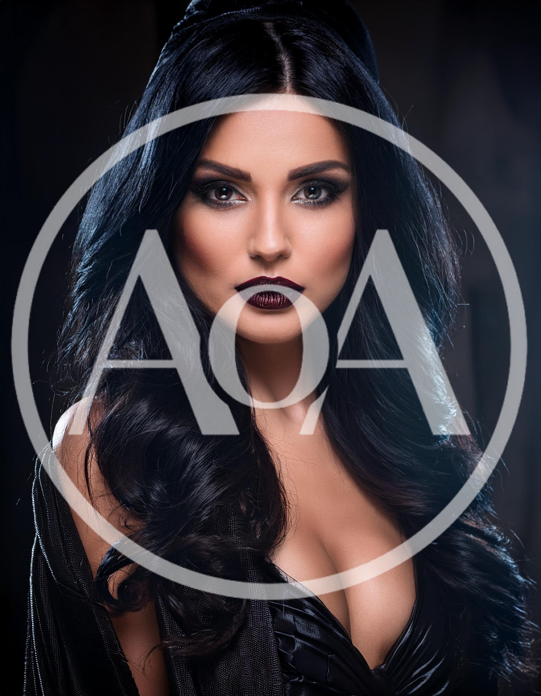 Portrait Of A Beautiful Woman With Dark Makeup