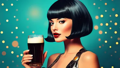 Stylish Woman Holding A Glass Of Dark Beer
