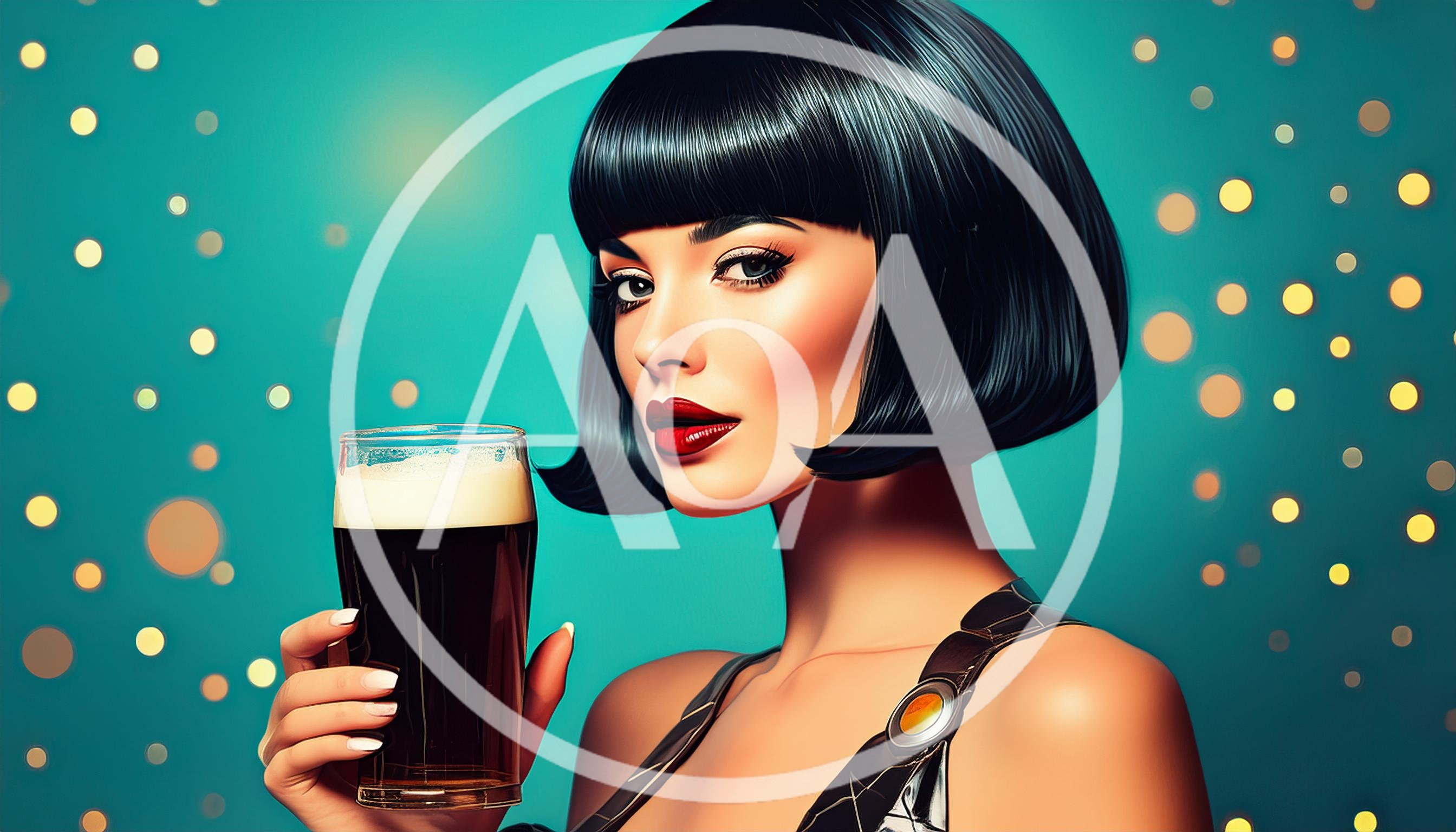 Stylish Woman Holding A Glass Of Dark Beer