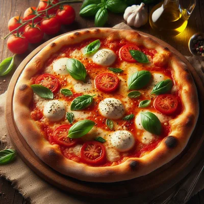 Fresh Margherita Pizza With Basil And Tomatoes