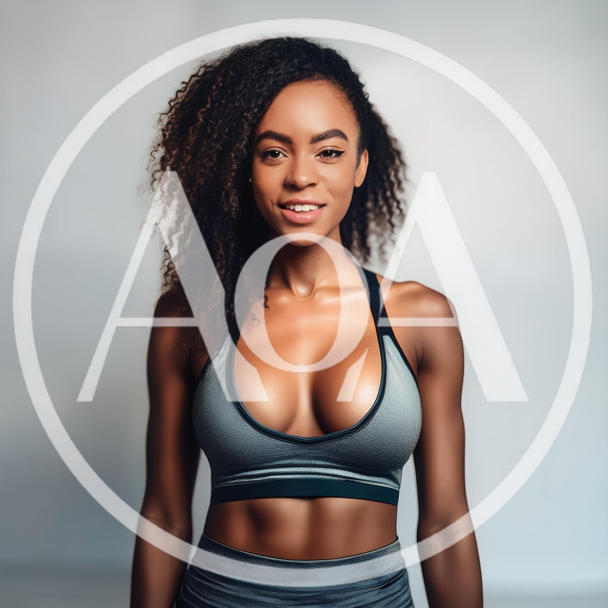Fit Young Woman With Curly Hair In Sportswear