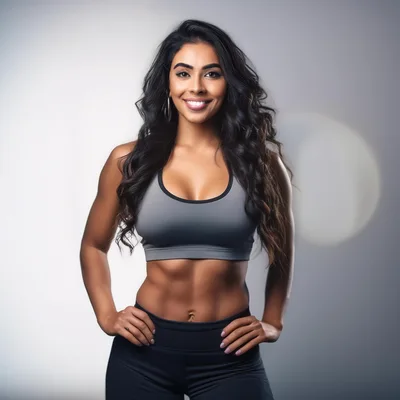 Fit Woman With Toned Abs Posing In Sportswear