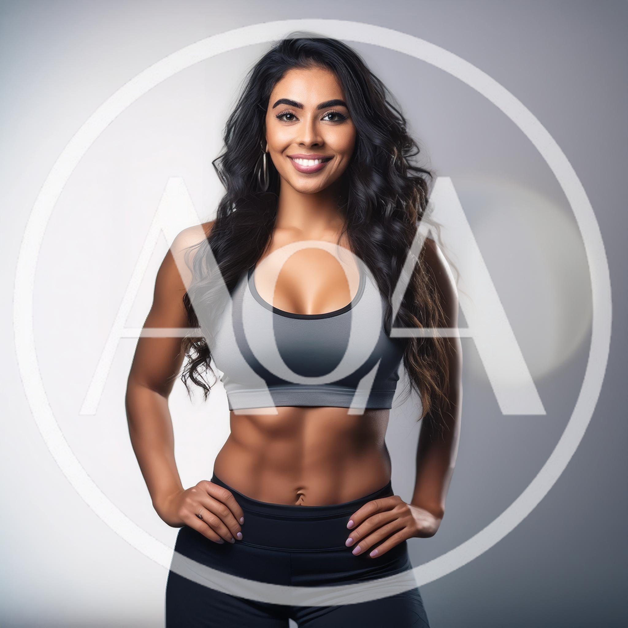Fit Woman With Toned Abs Posing In Sportswear