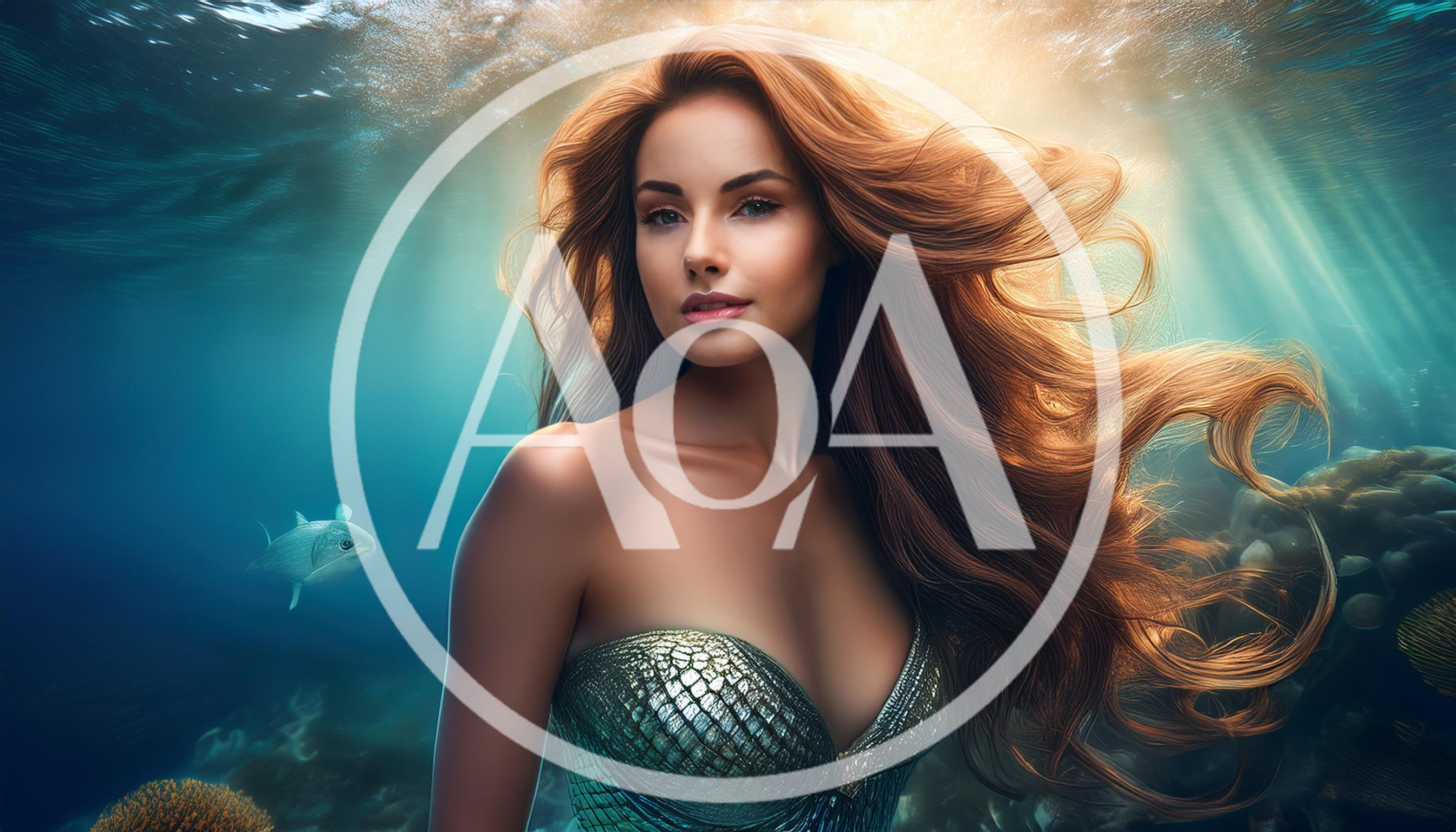 Beautiful Mermaid Swimming Underwater In The Ocean