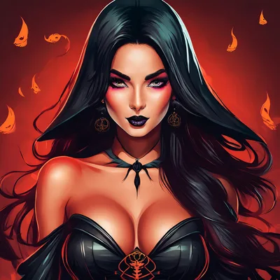 Gothic Witch Portrait With Long Dark Hair