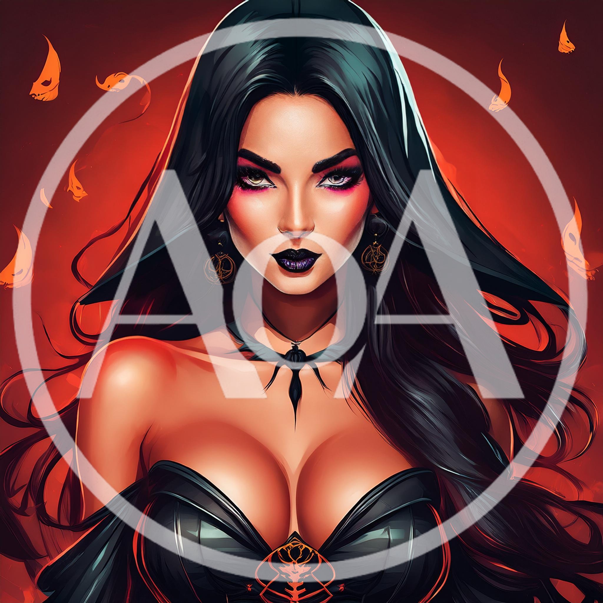 Gothic Witch Portrait With Long Dark Hair