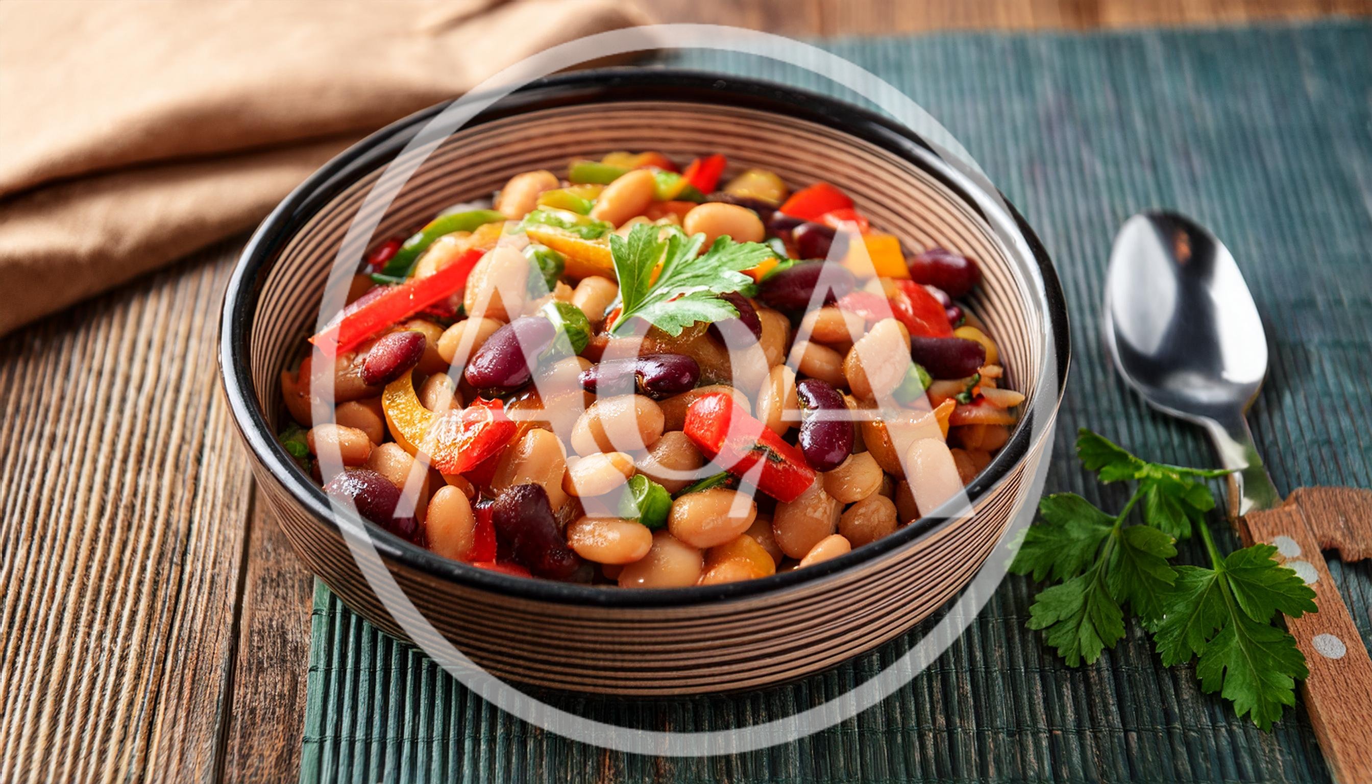 Bowl Of Bean Salad With Bell Peppers