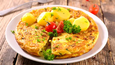 Spanish Omelette With Potatoes And Fresh Parsley