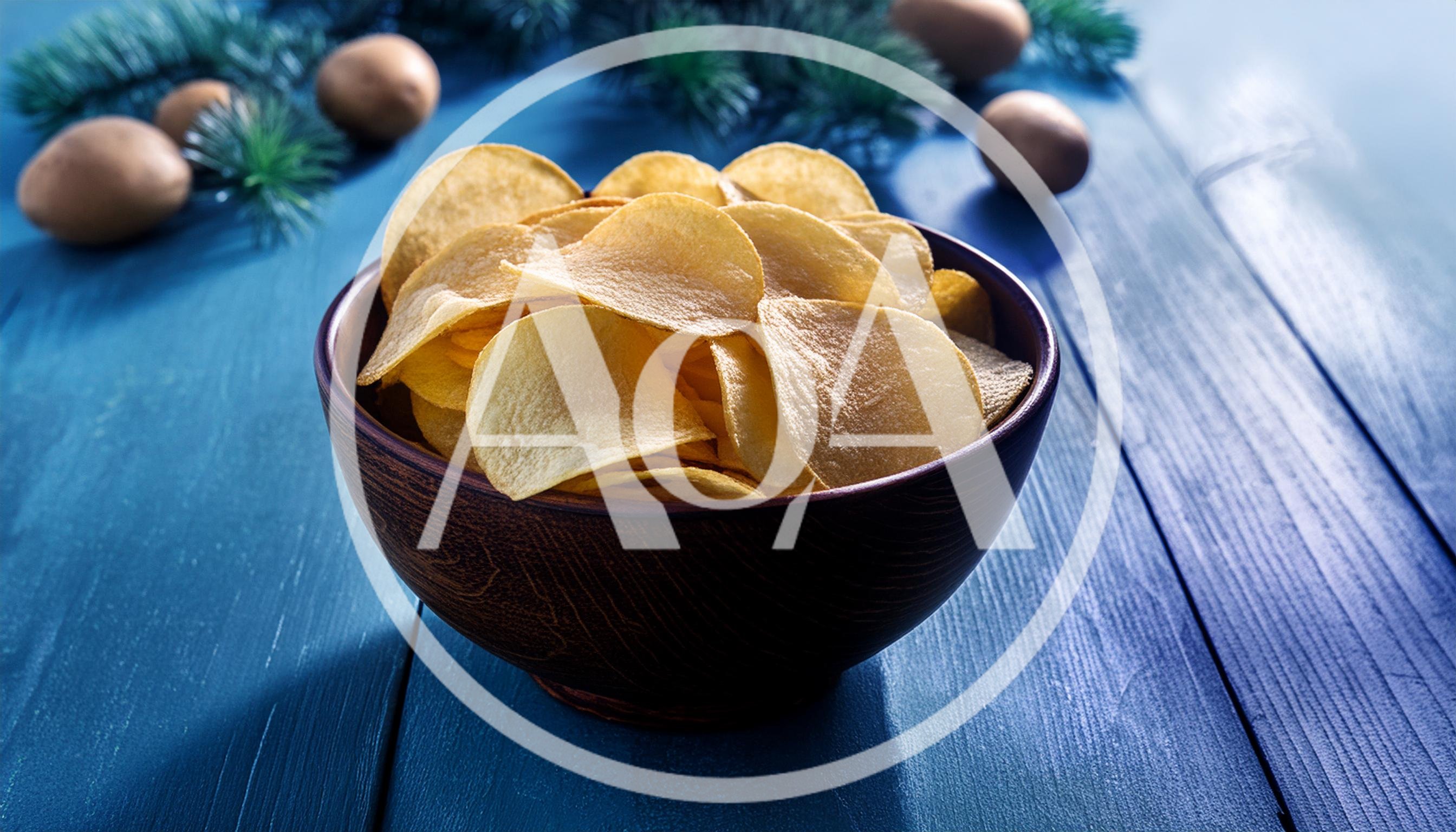 Potato Chips In A Wooden Bowl