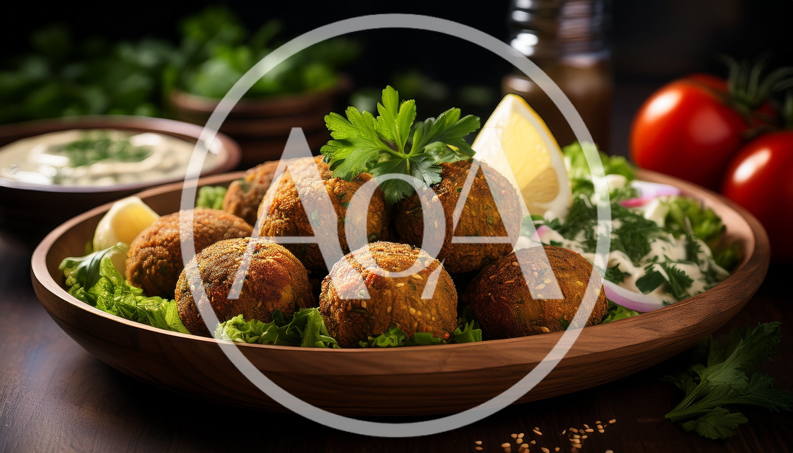 Fresh Falafel Balls Served In A Wooden Bowl
