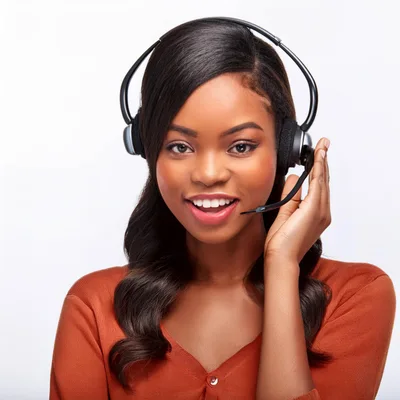 Friendly Customer Service Representative Wearing A Headset