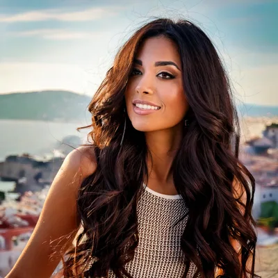 Portrait Of A Beautiful Woman With Long Wavy Hair