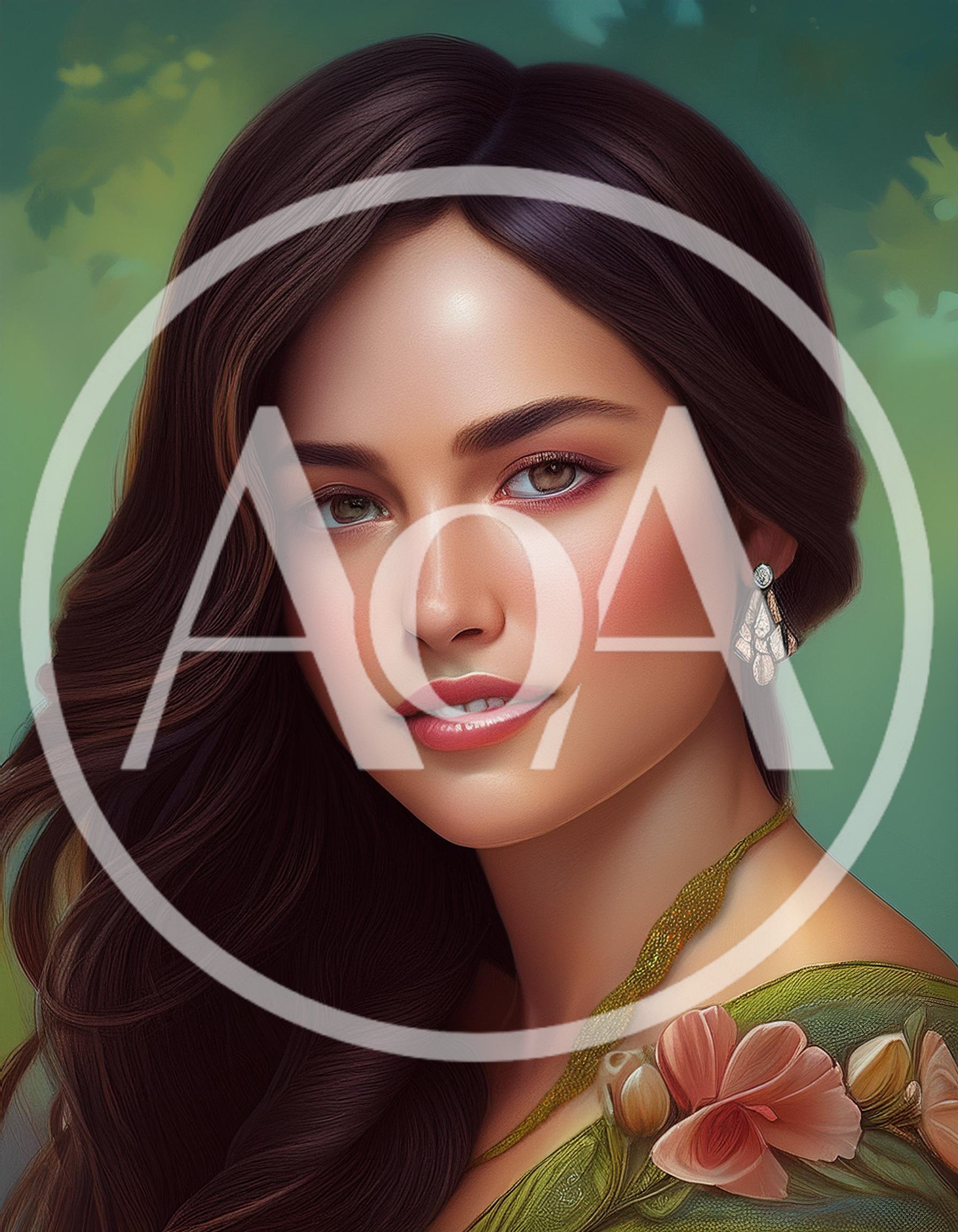 Portrait Of A Beautiful Young Woman With Floral Accents