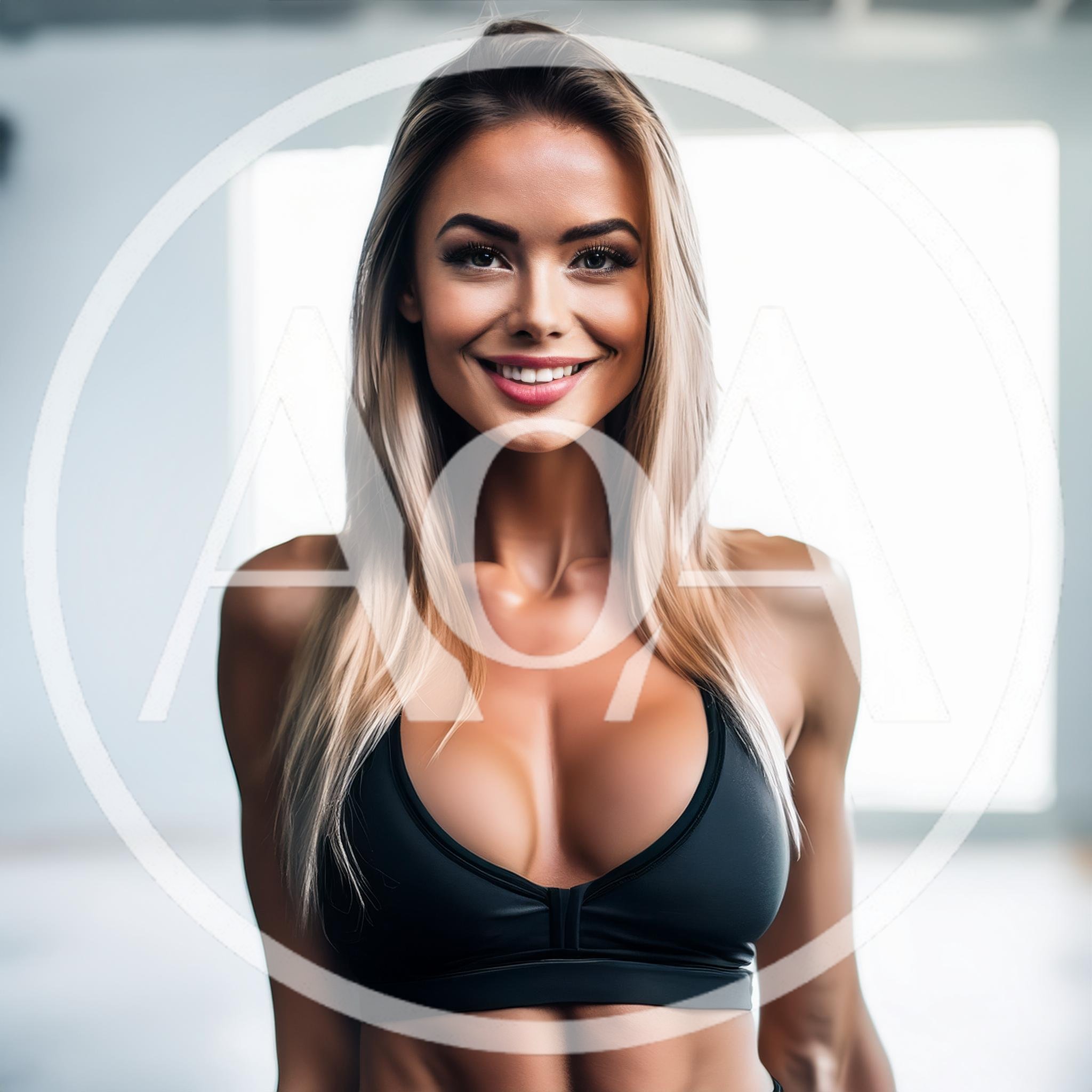 Fit Blonde Woman Smiling In A Bright Gym