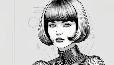 Stylized Portrait Of A Futuristic Woman With Bob Haircut