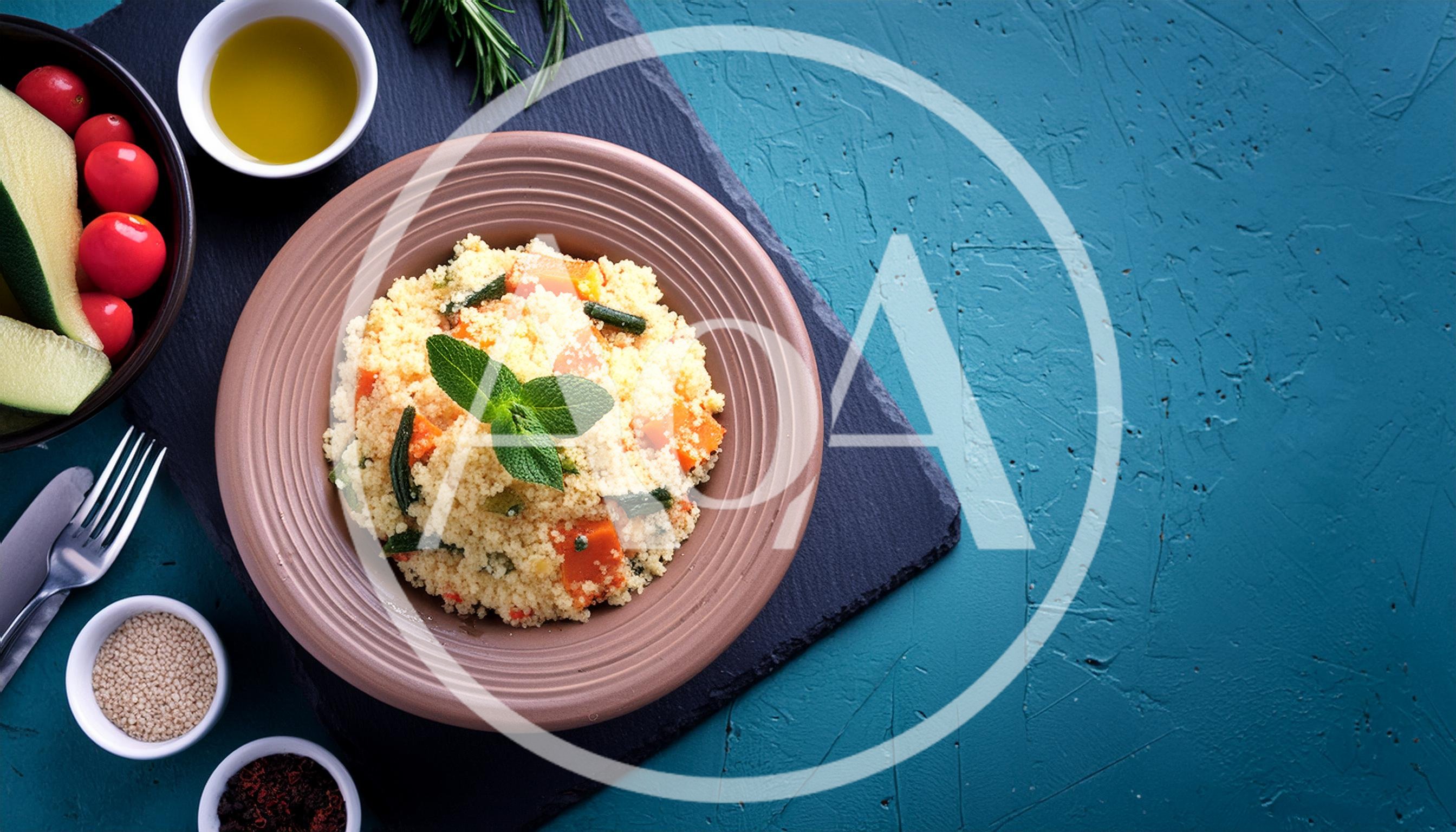 Couscous Salad With Roasted Vegetables On Slate