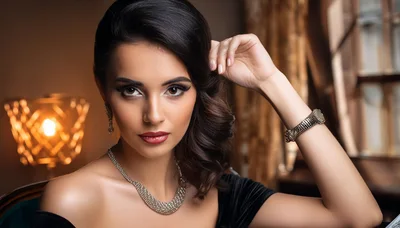 Elegant Woman Wearing Jewelry In A Luxurious Setting