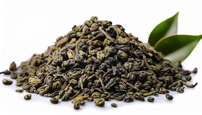 Pile Of Dried Green Tea Leaves