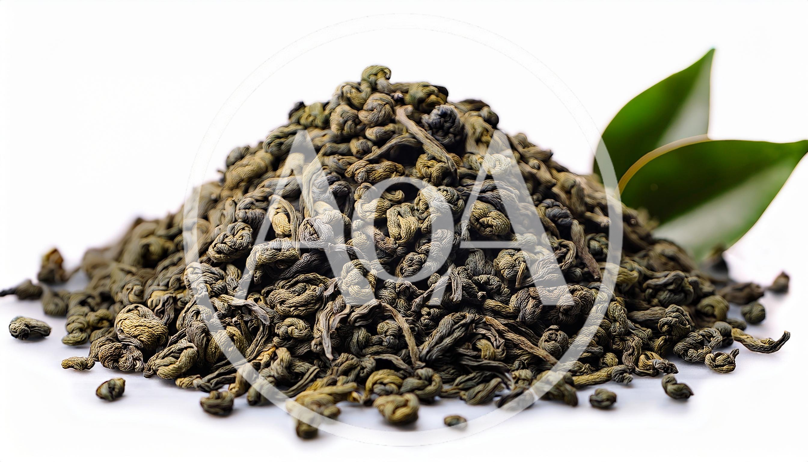 Pile Of Dried Green Tea Leaves