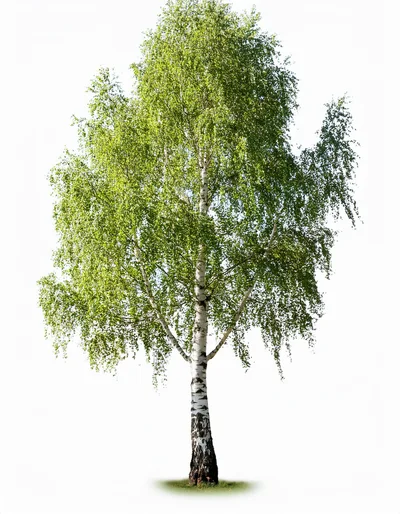 Single Silver Birch Tree Isolated On White Background