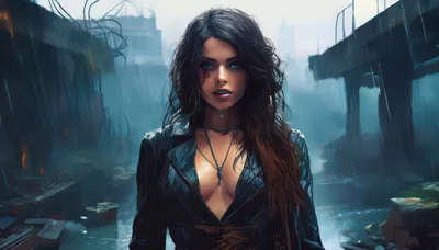 Portrait Of A Mysterious Woman In A Rain-Soaked City