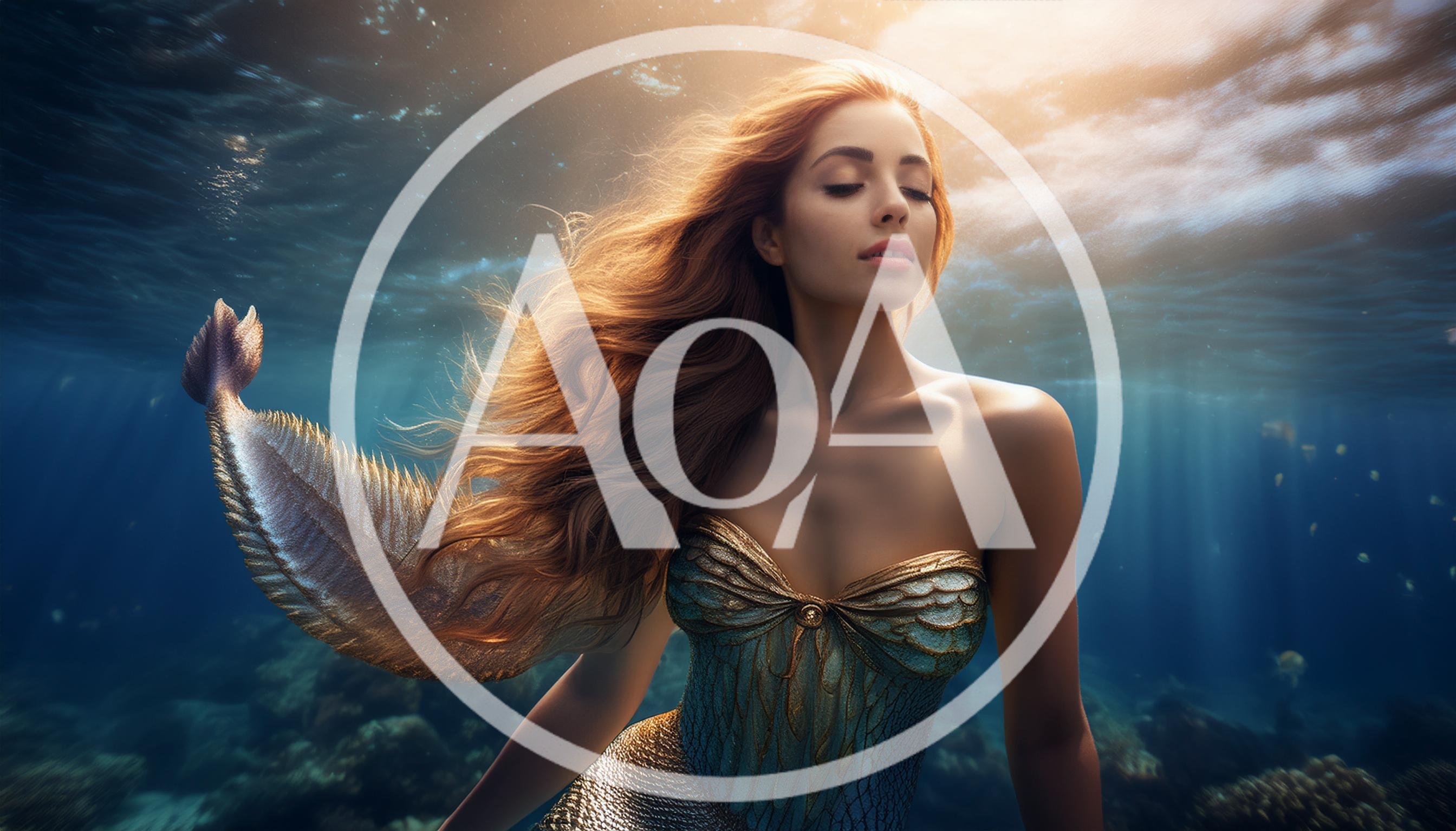 Beautiful Mermaid Swimming Underwater In The Ocean