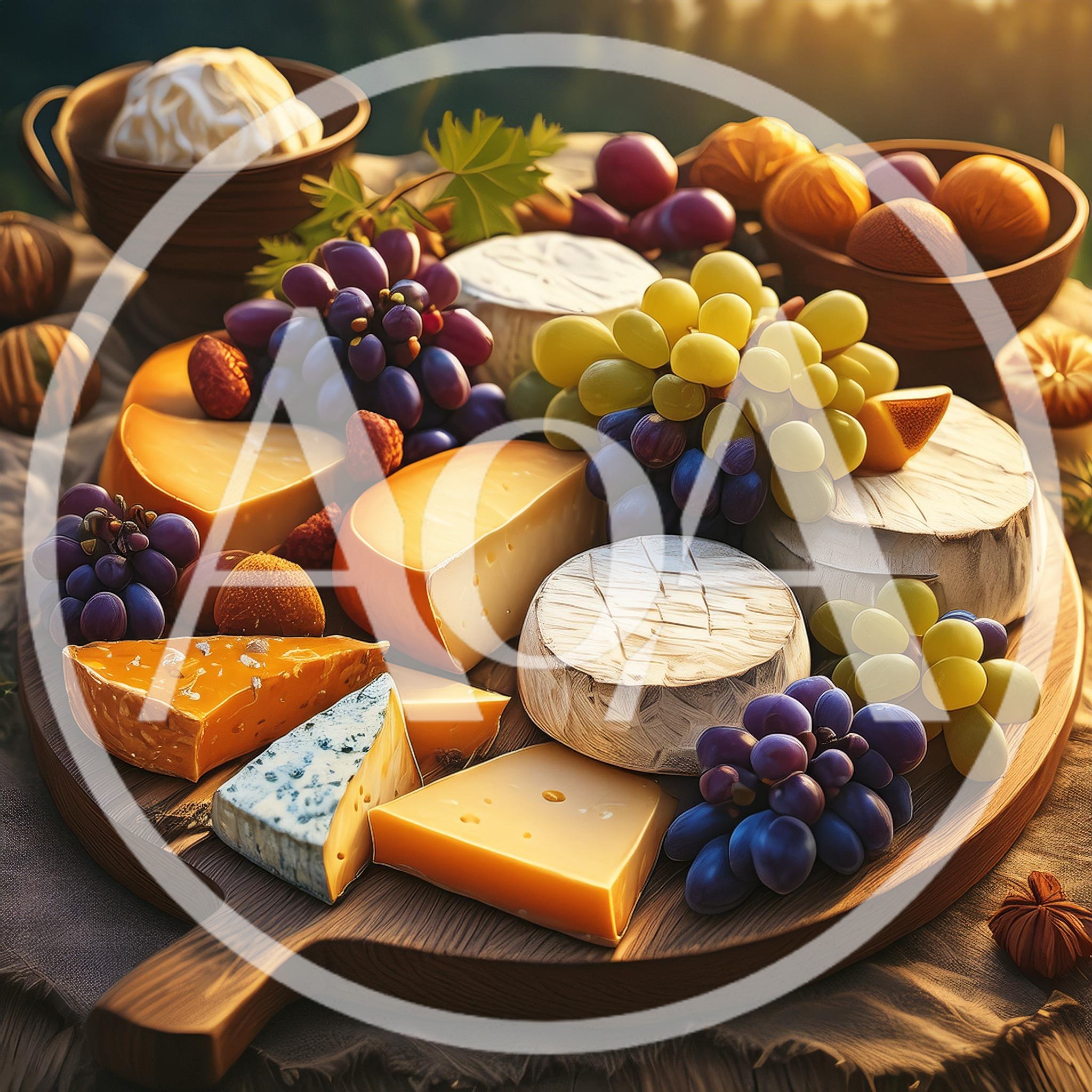 Gourmet Cheese Board With Grapes And Nuts
