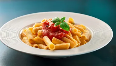 Penne Pasta With Tomato Sauce And Fresh Basil