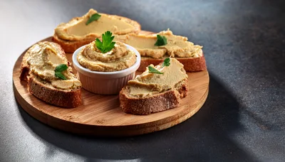 Hummus Spread on Sourdough Bread Slices