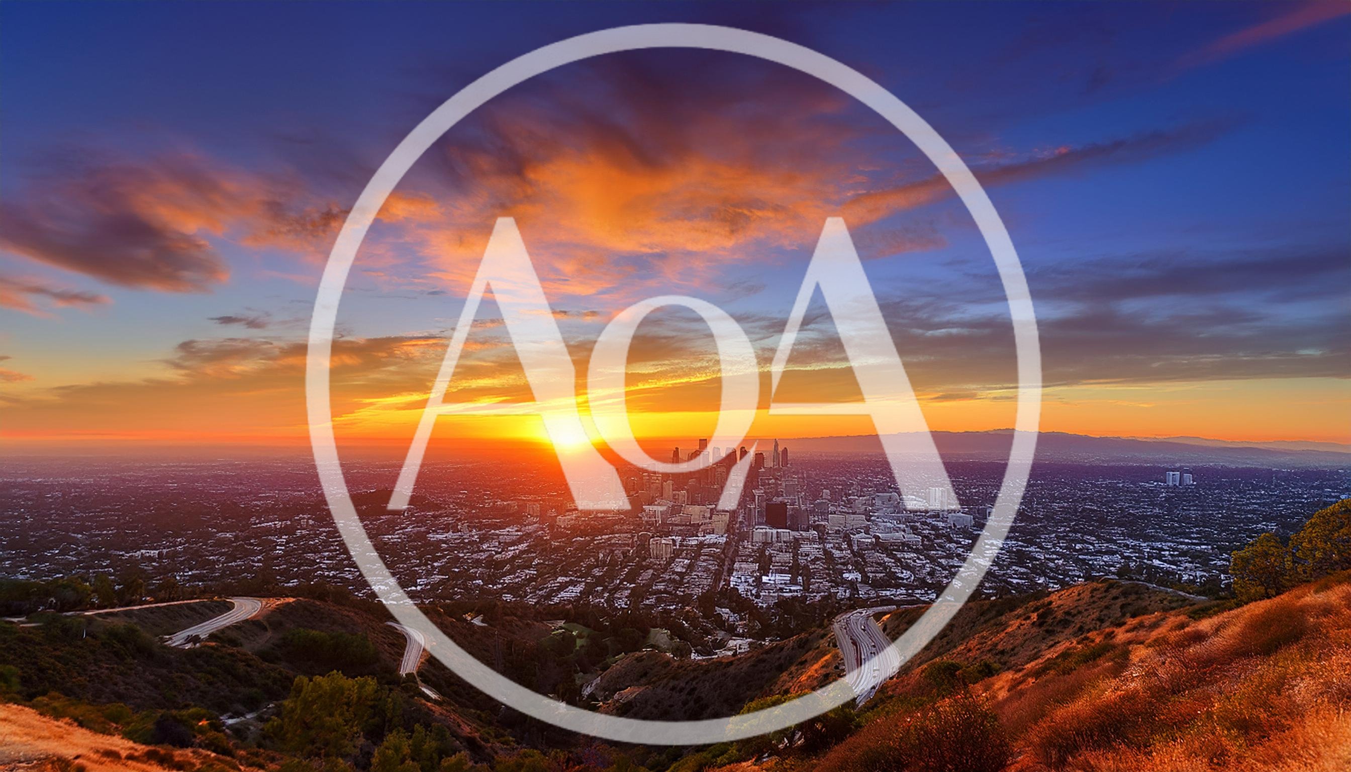 Panoramic Sunset View Over Downtown Los Angeles Skyline