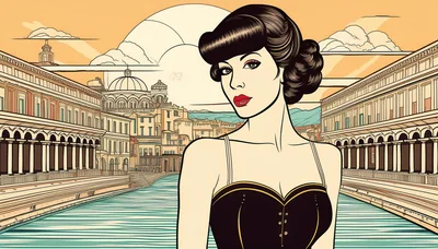 Vintage Comic Style Illustration Of A Woman In Venice