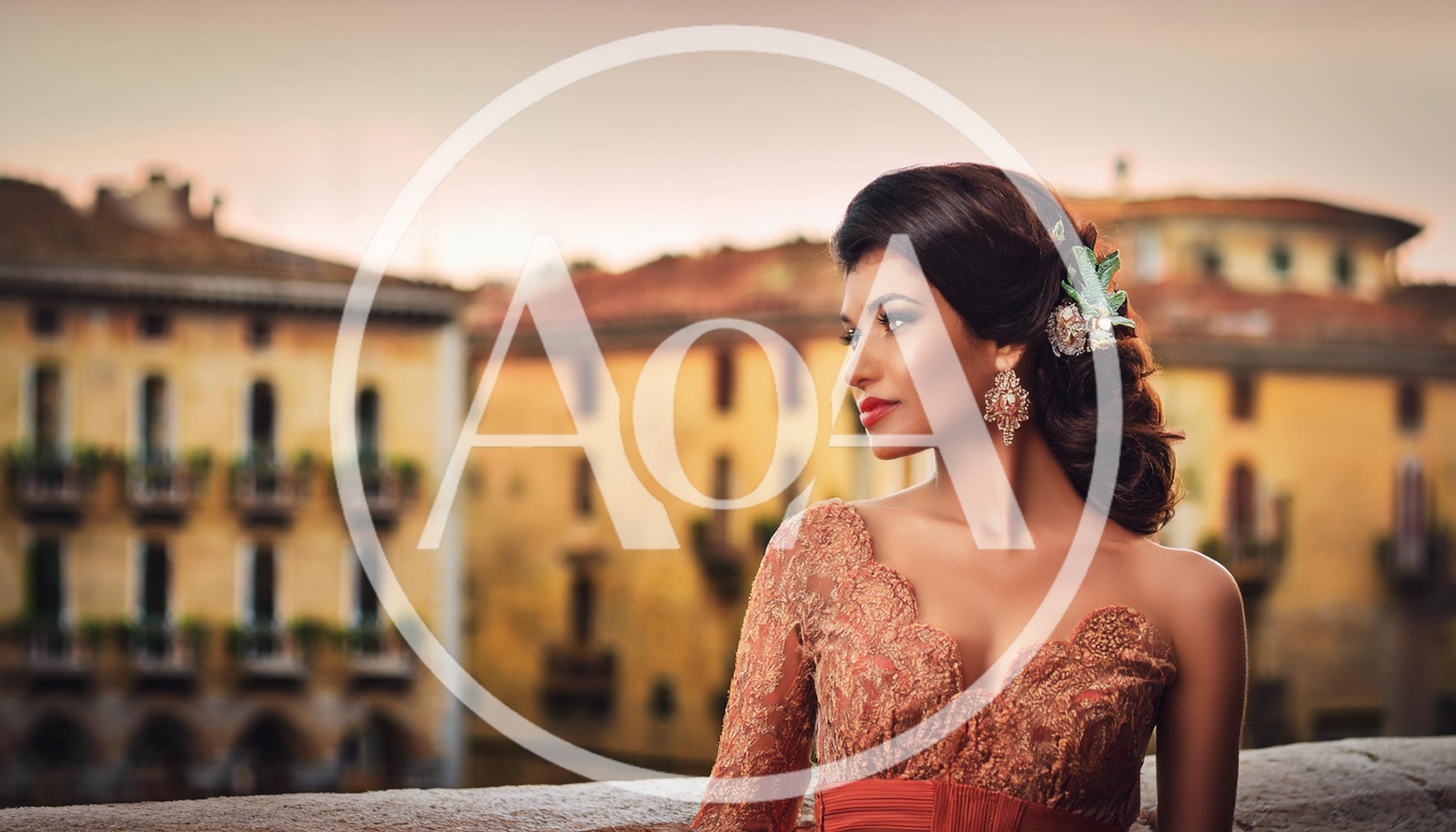 Elegant Woman In Lace Dress Posing In Venice