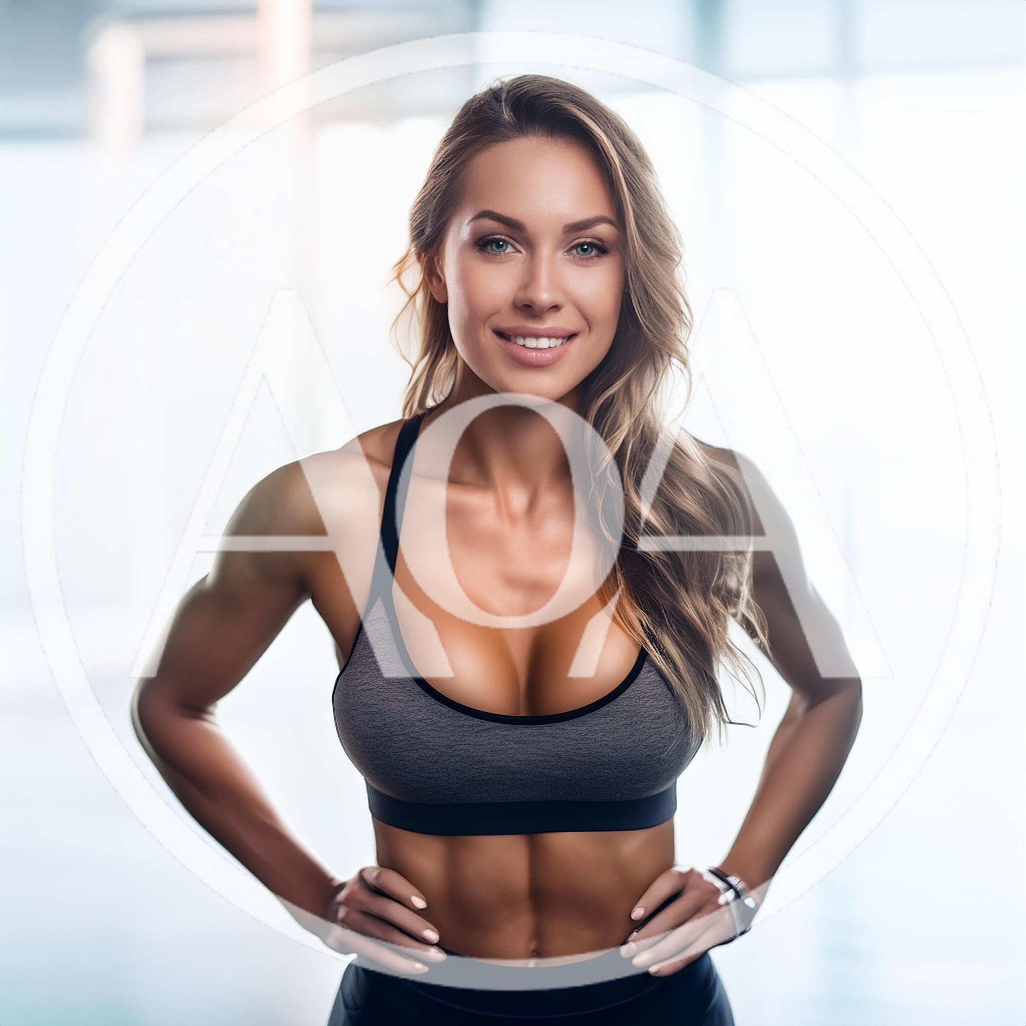 Fit Woman Posing In A Bright Modern Gym
