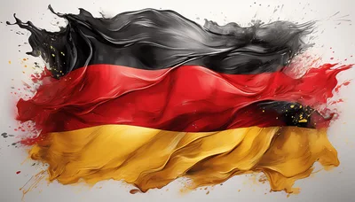 Abstract Waving German Flag With Paint Splatter Effect