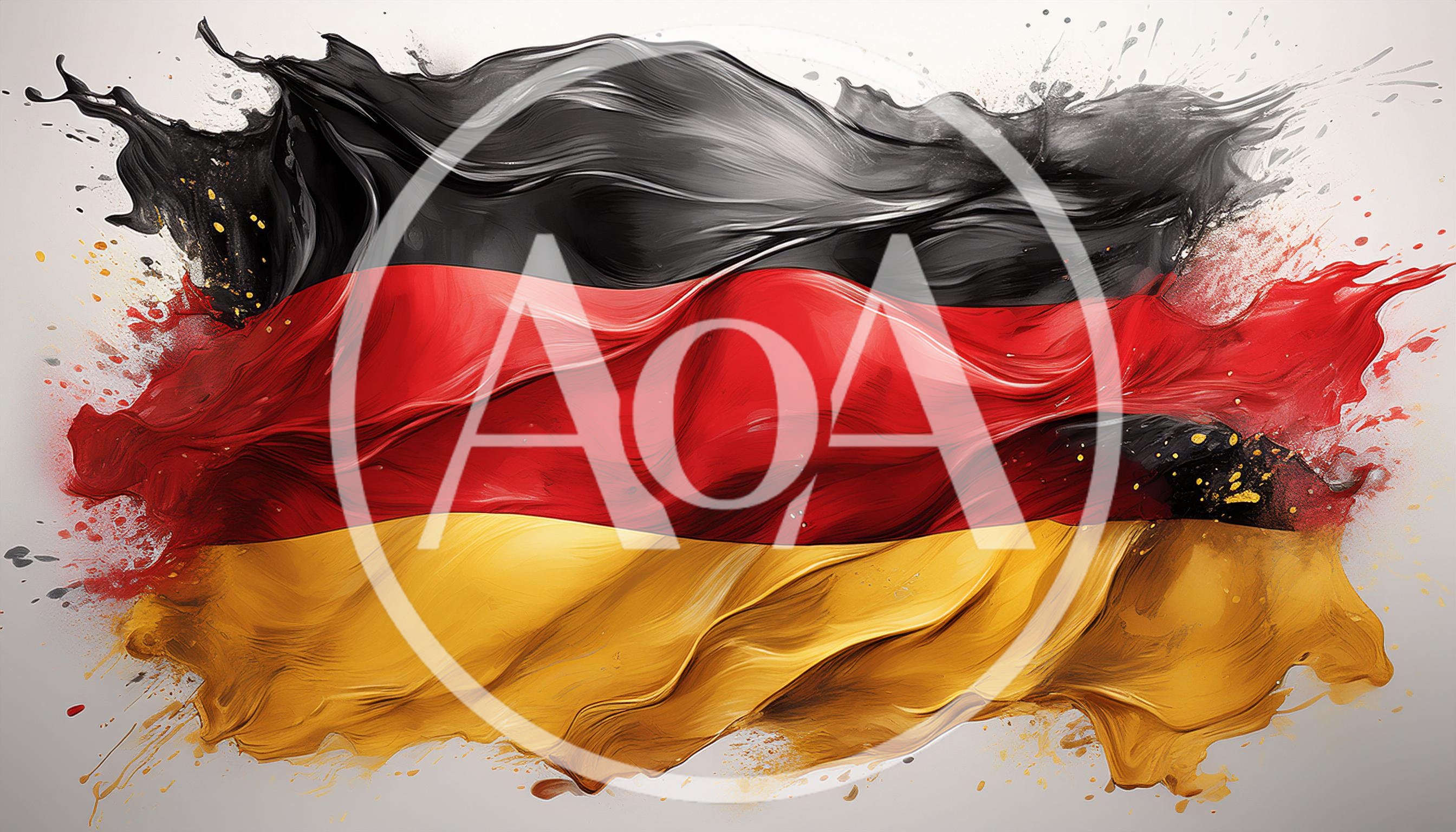 Abstract Waving German Flag With Paint Splatter Effect