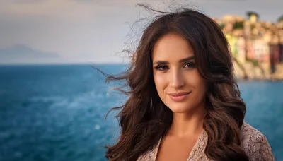 Portrait Of A Beautiful Woman By The Sea