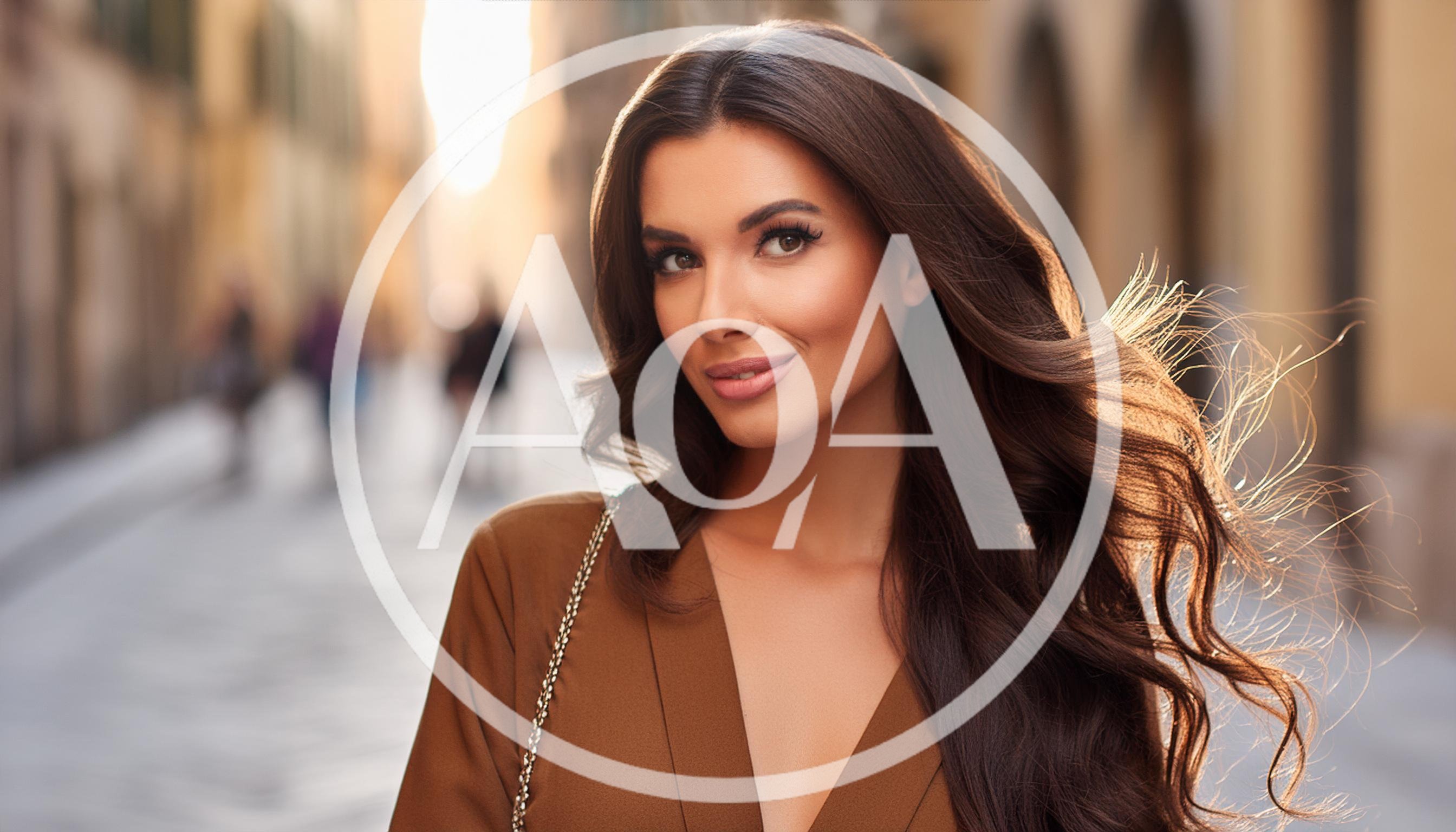 Portrait Of A Beautiful Woman With Long Wavy Hair