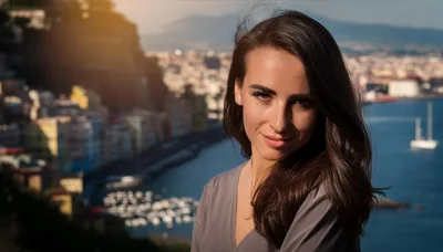 Portrait Of A Young Woman Overlooking Naples Bay
