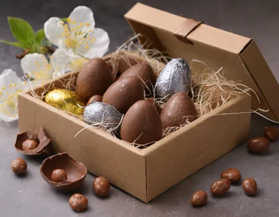 Easter Chocolate Eggs In A Gift Box