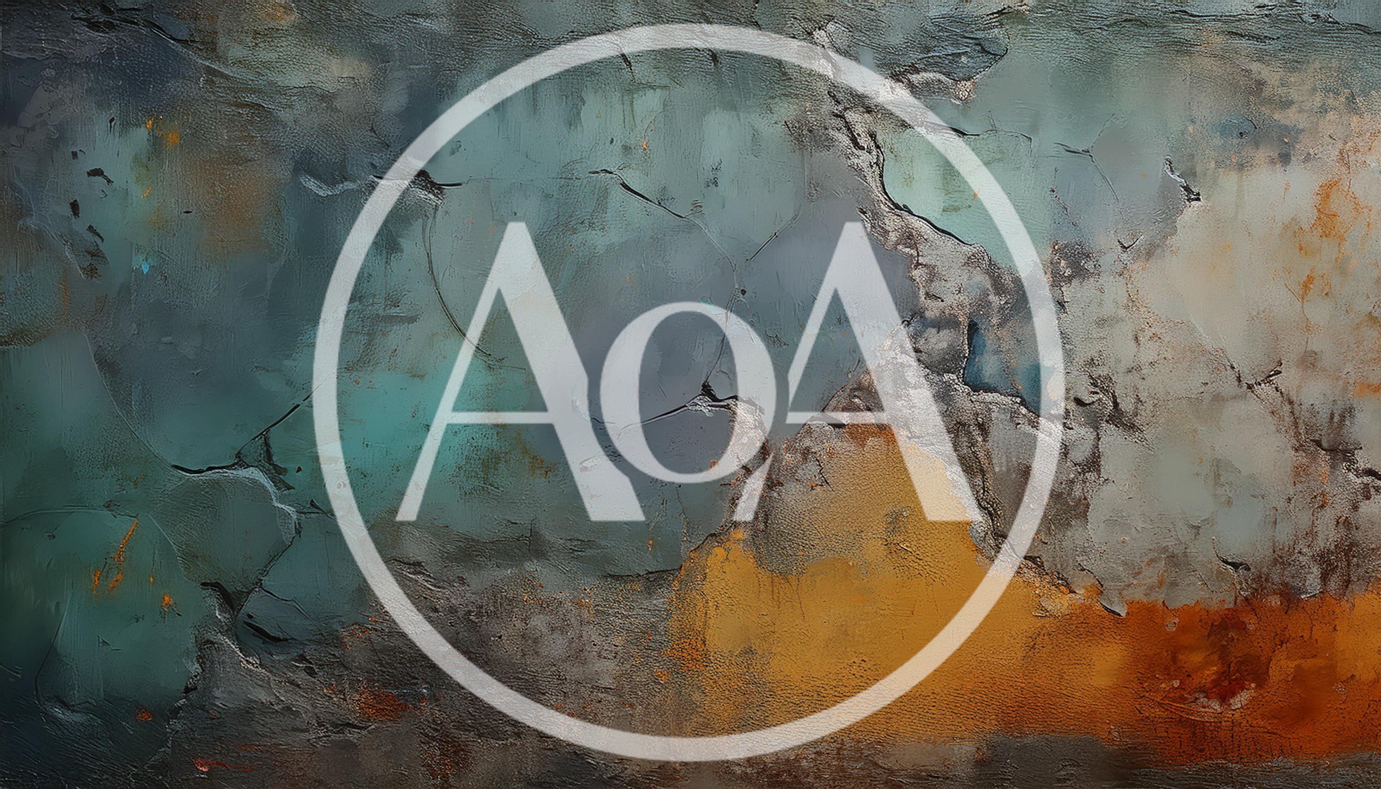 Abstract Oil Painting With Textured Blue And Orange Layers