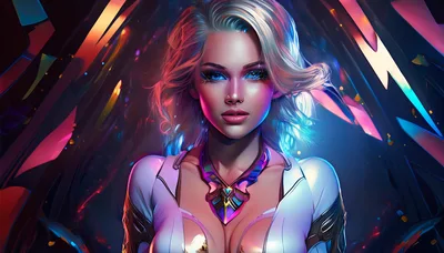 Cyberpunk Woman With Glowing Neon Accents