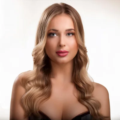 Portrait Of A Beautiful Blonde Woman With Wavy Hair