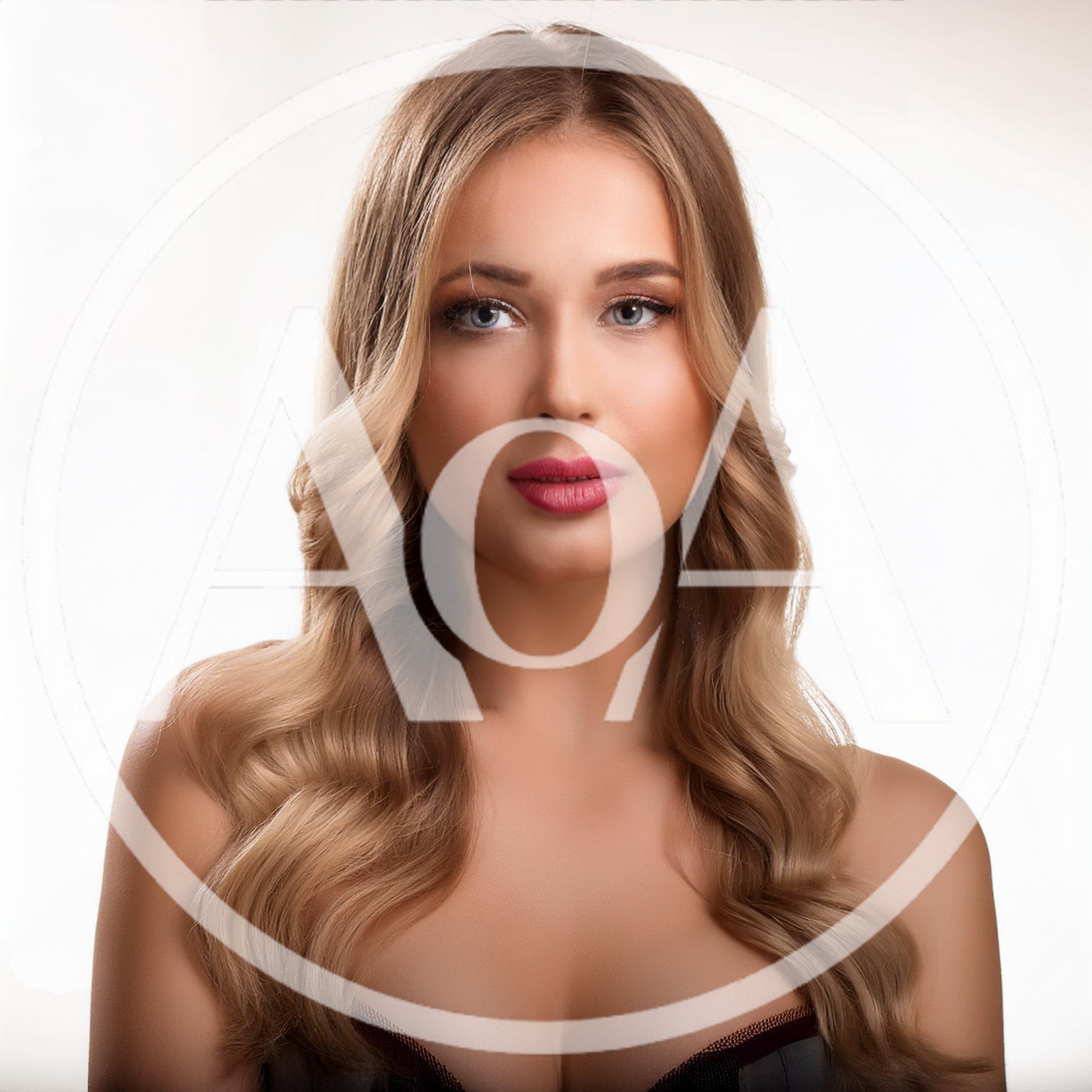 Portrait Of A Beautiful Blonde Woman With Wavy Hair