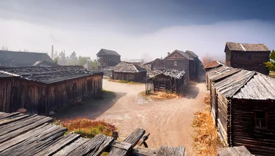 Abandoned Wooden Buildings In A Historic Ghost Town