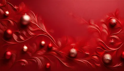 Red Christmas Background With Ornaments And Swirling Patterns