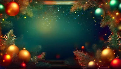 Christmas Holiday Background With Ornaments And Pine Branches