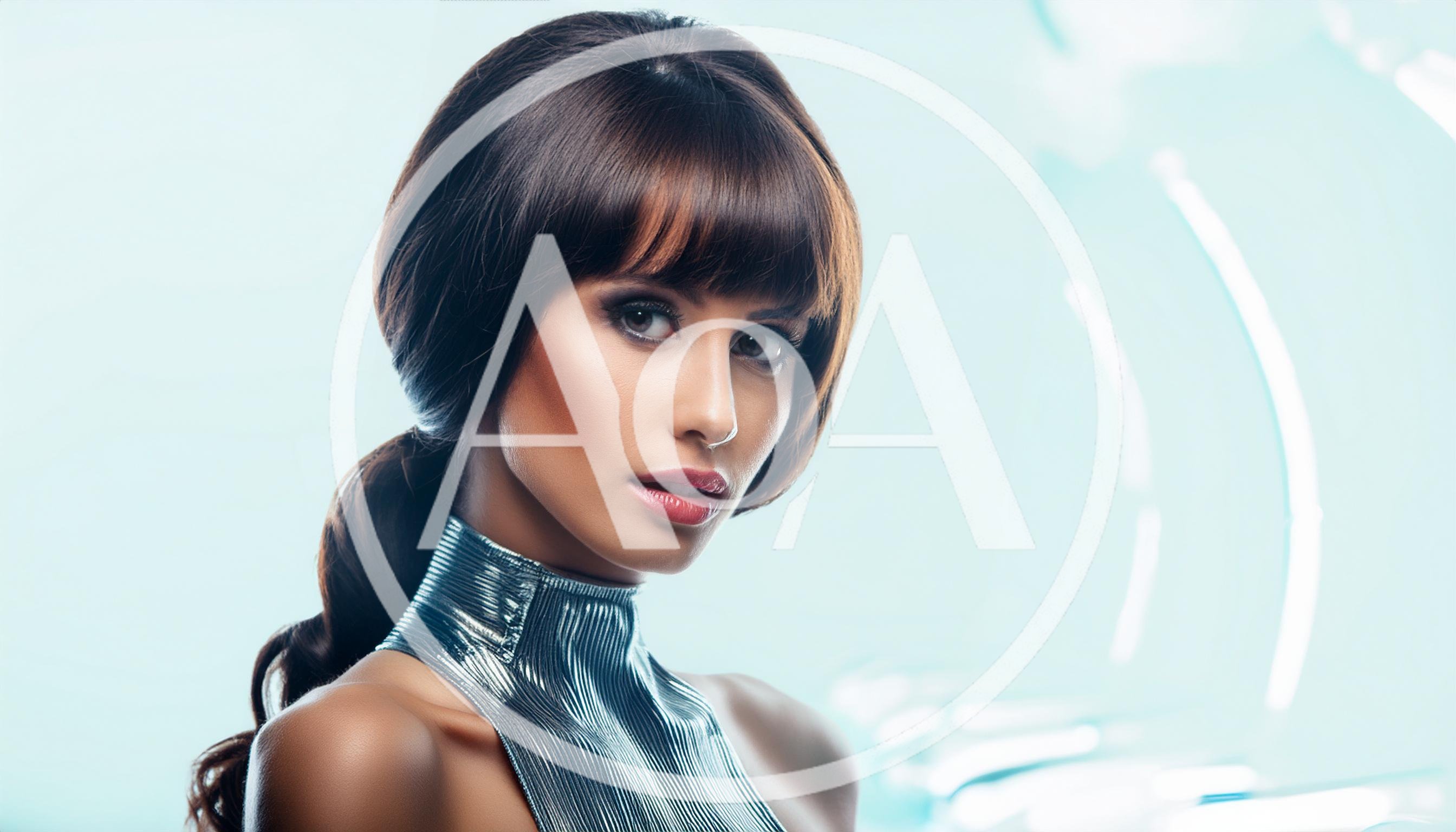 Portrait Of A Futuristic Woman In Metallic Clothing